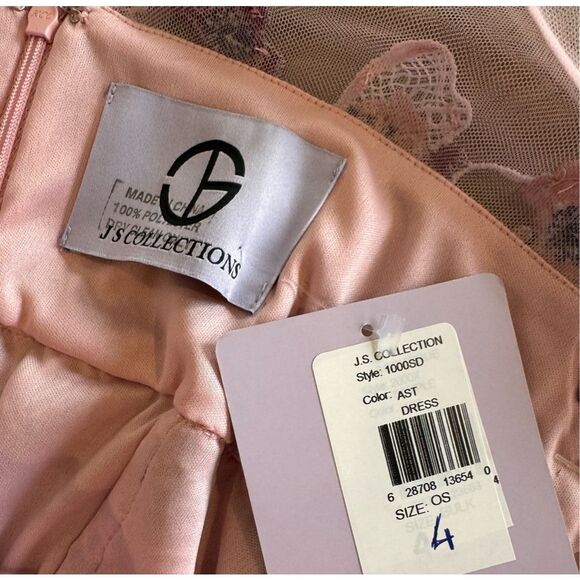 Sample NWT JS Collections Soutache Dress 4 Mauve Pink Illusion Floral Wedding - Picture 7 of 7